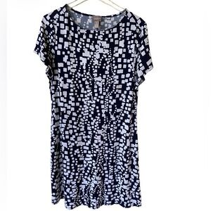 Chico's Navy and White Square Print Dress size 1